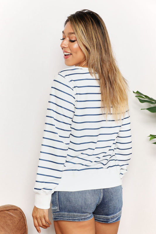Striped round neck top – front view
