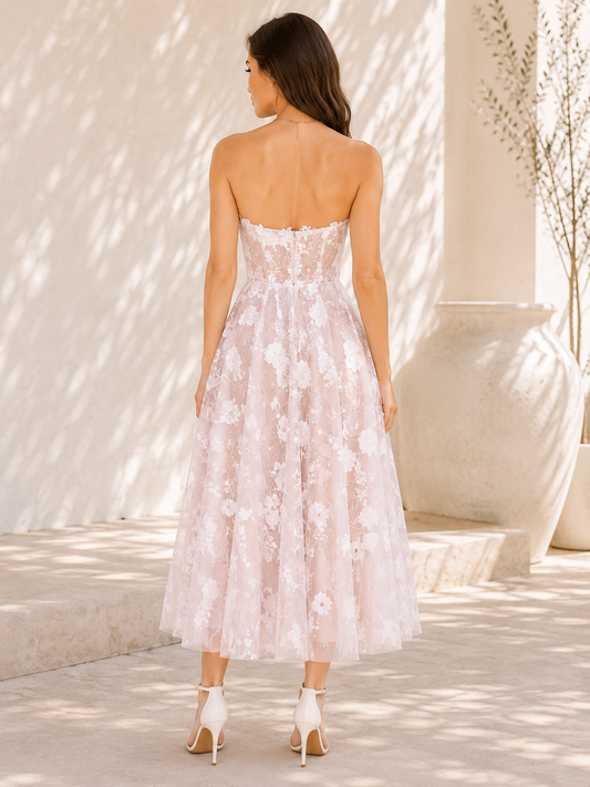 Floral Applique Midi Dress