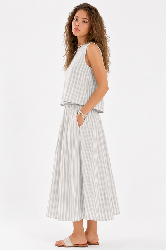 Striped Skirt Two-Piece Set