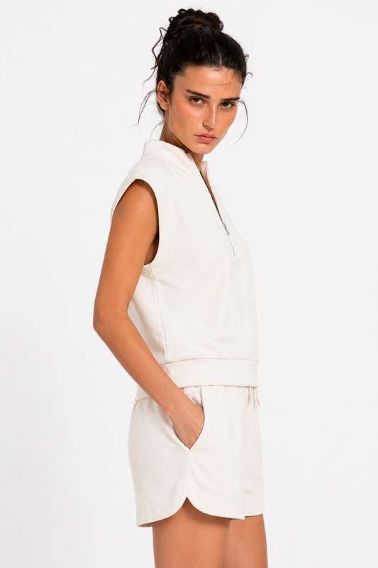 Quarter-Zip Top and Drawstring Shorts Set