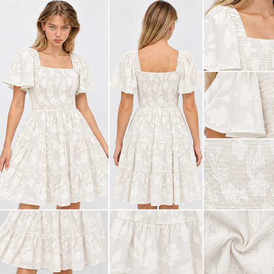 Smocked Tiered Mini Dress