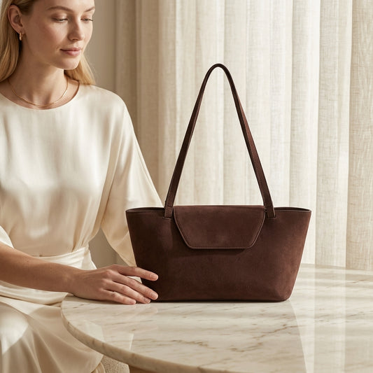 Minimalist Flap Suede Satchel