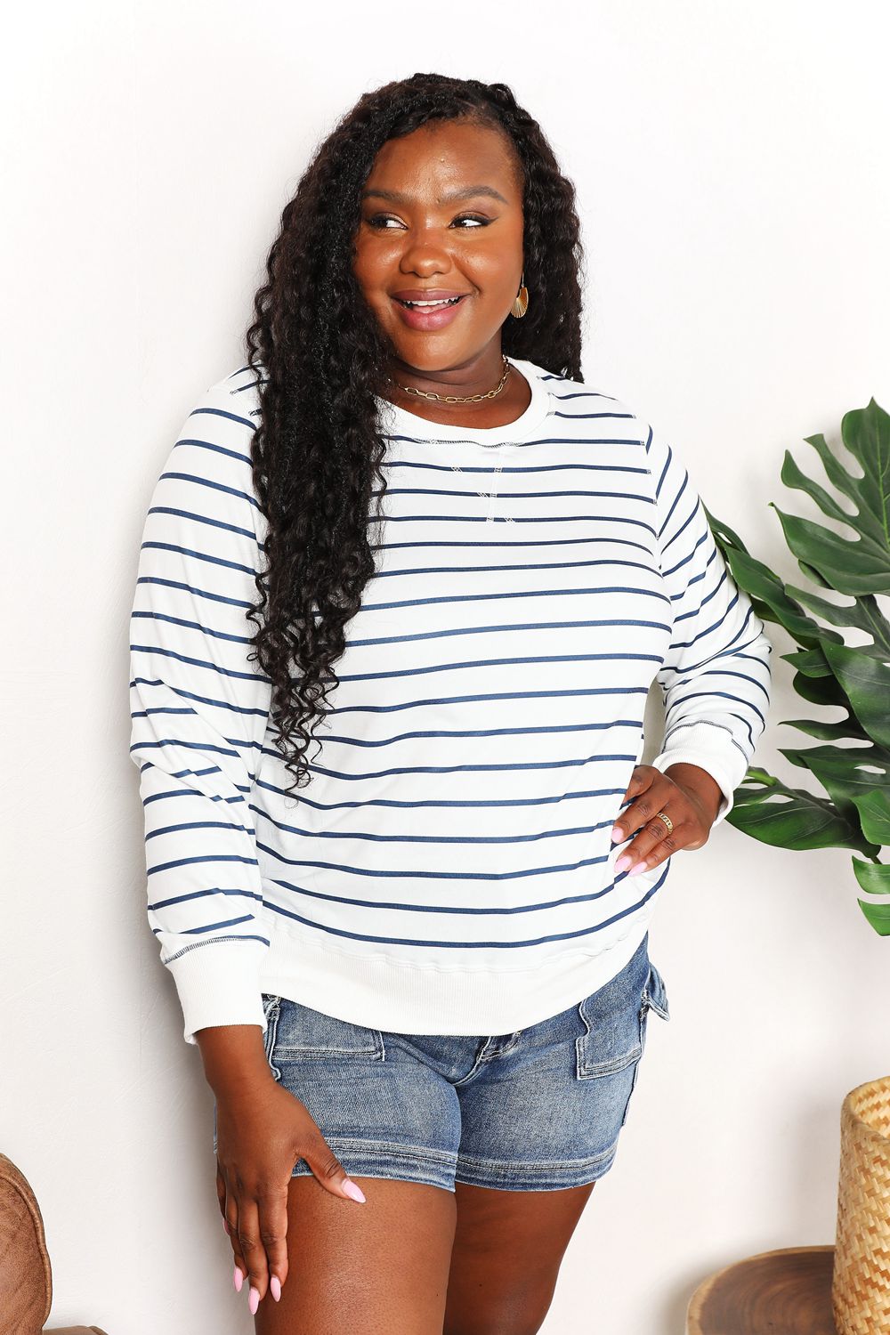 Casual striped top – styling view