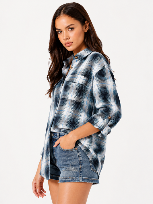 Plaid collared shirt – front view