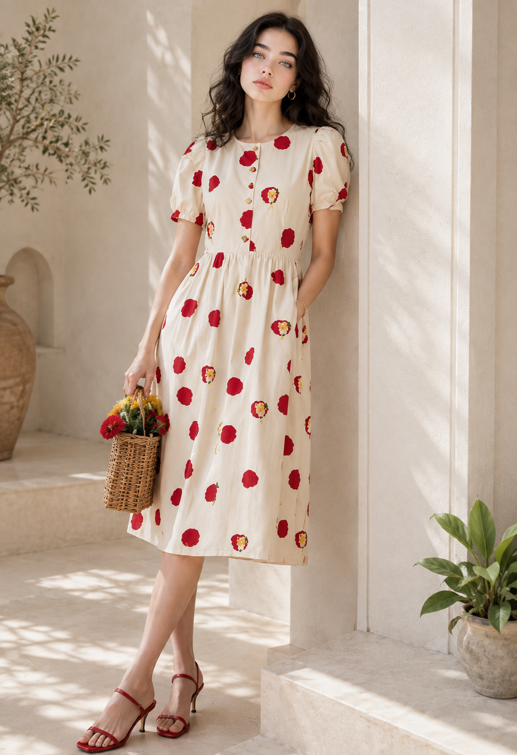 Floral midi dress back view