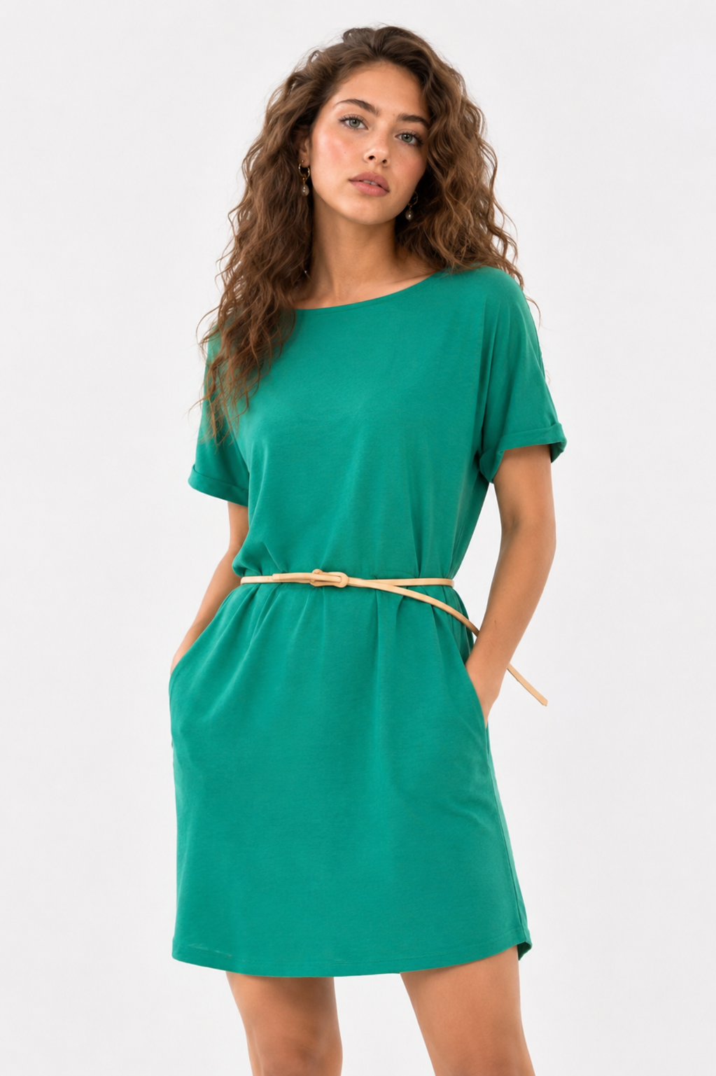 Side Pocket Double Folded Mini Dress