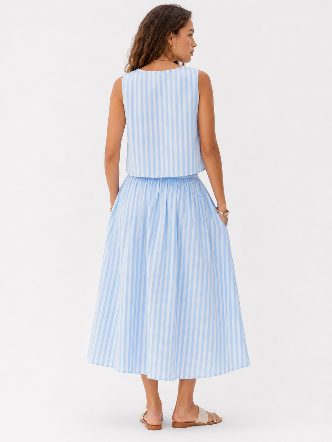 Striped Skirt Two-Piece Set