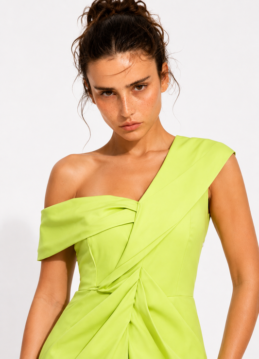 Lime Twist Front Midi Dress