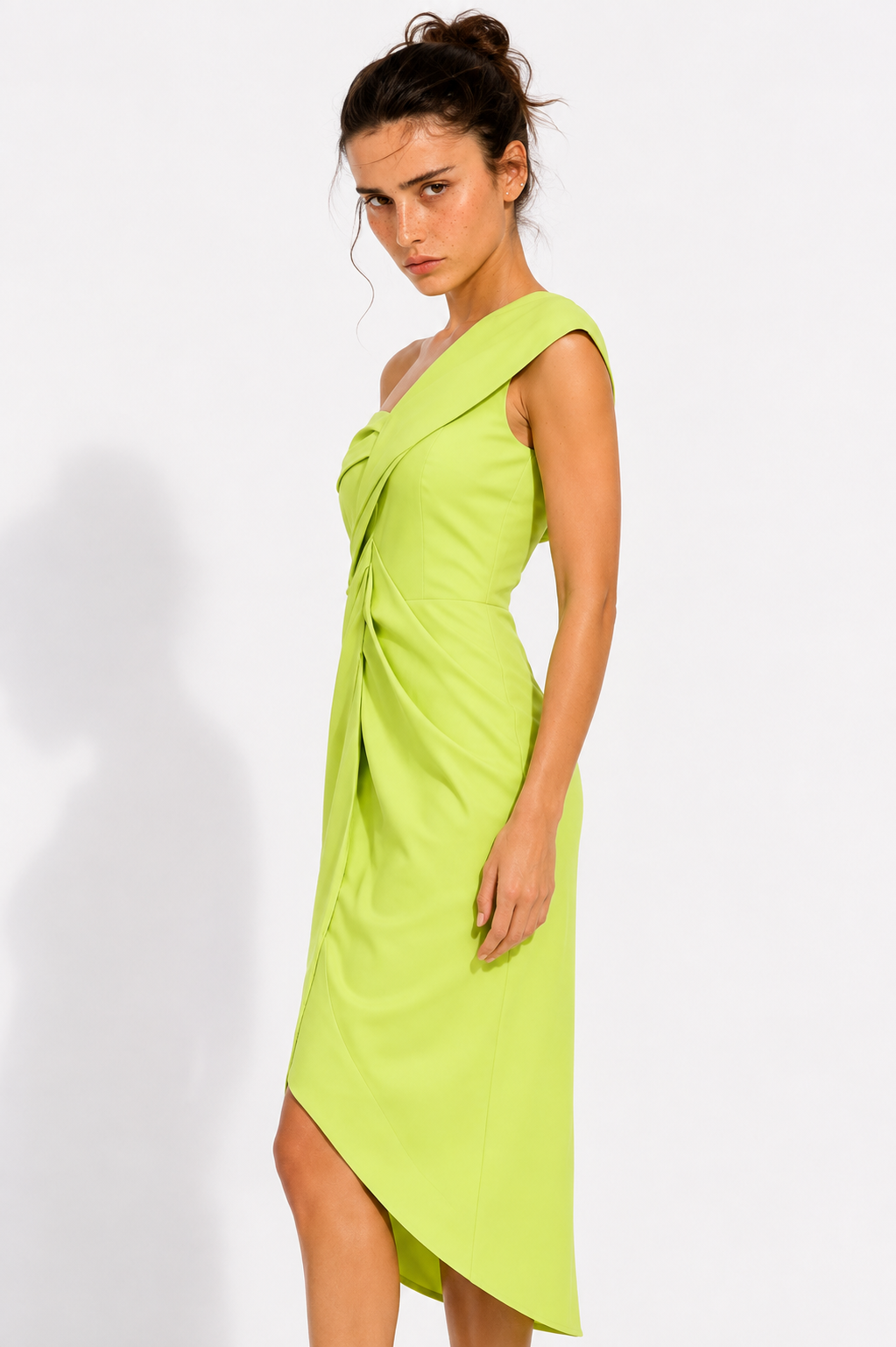 Lime Twist Front Midi Dress