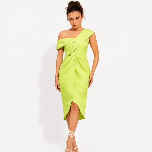 Lime Twist Front Midi Dress