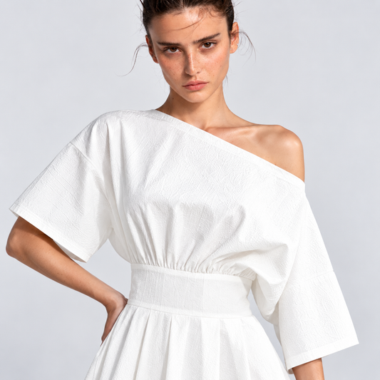 White One Shoulder Asymmetrical Dress
