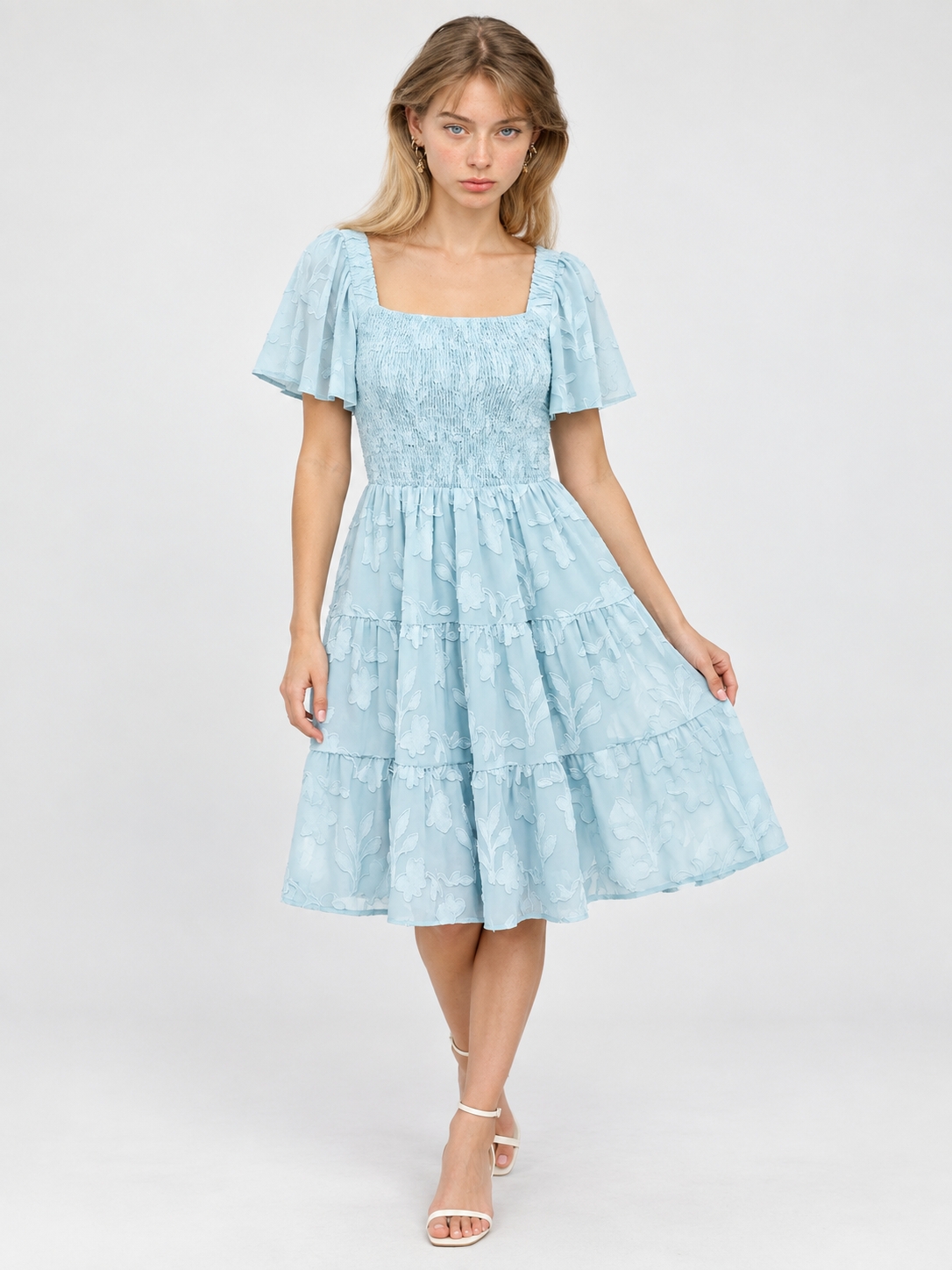 Smocked Tiered Mini Dress