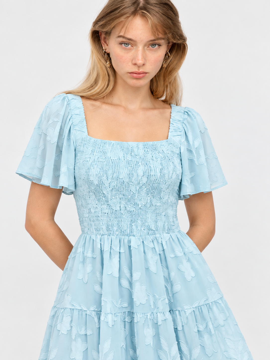 Smocked Tiered Mini Dress