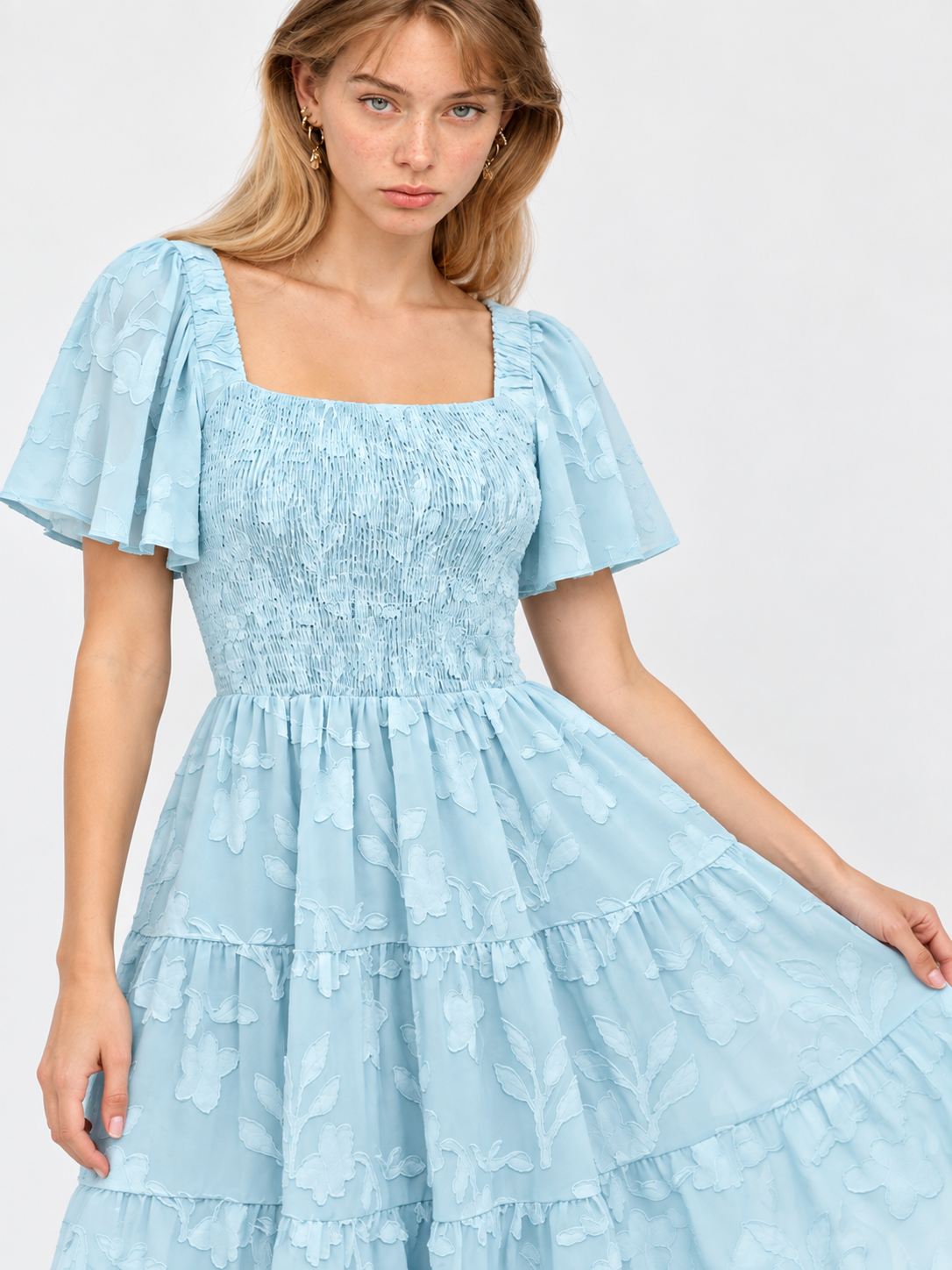 Smocked Tiered Mini Dress