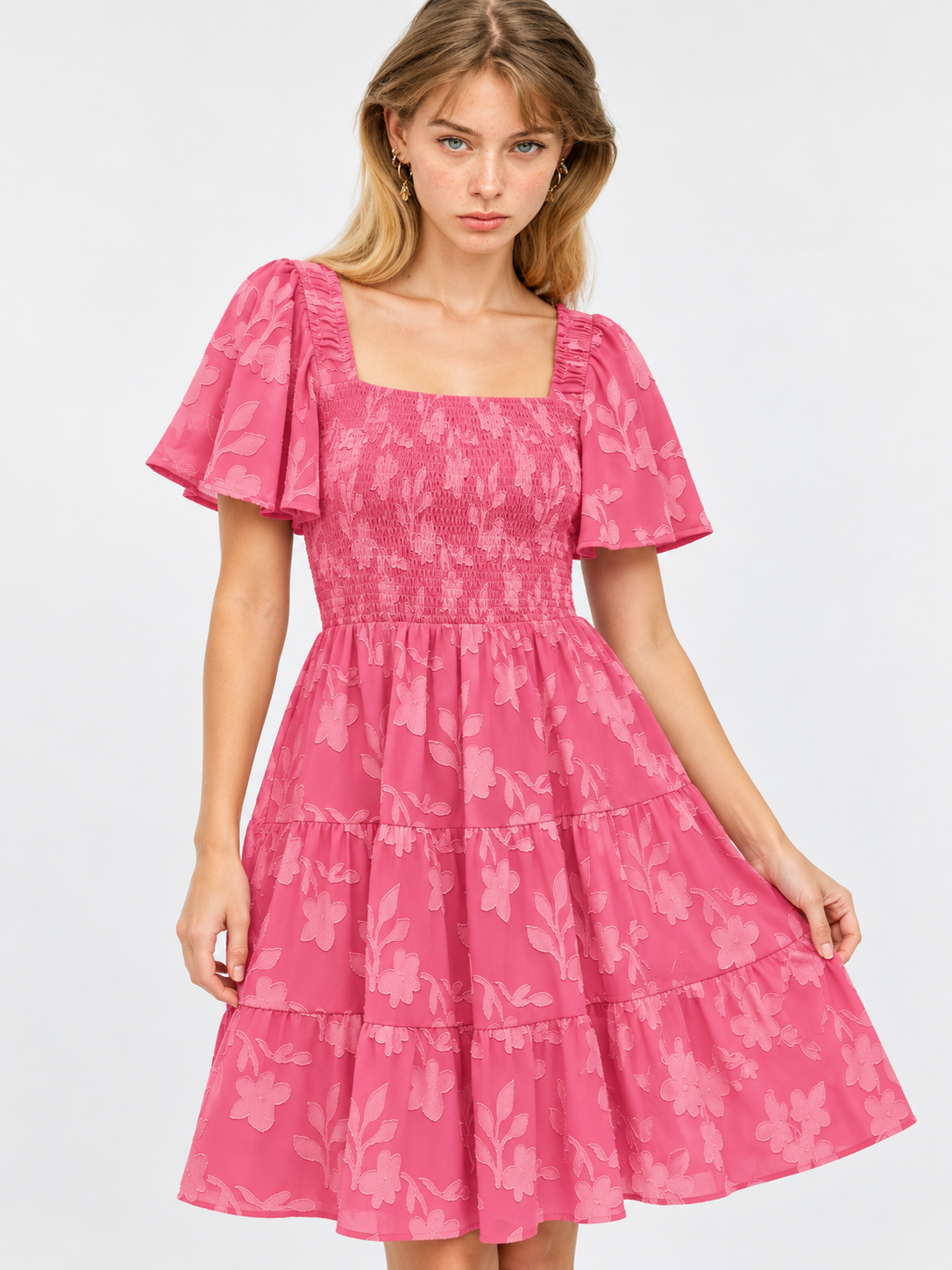 Smocked Tiered Mini Dress