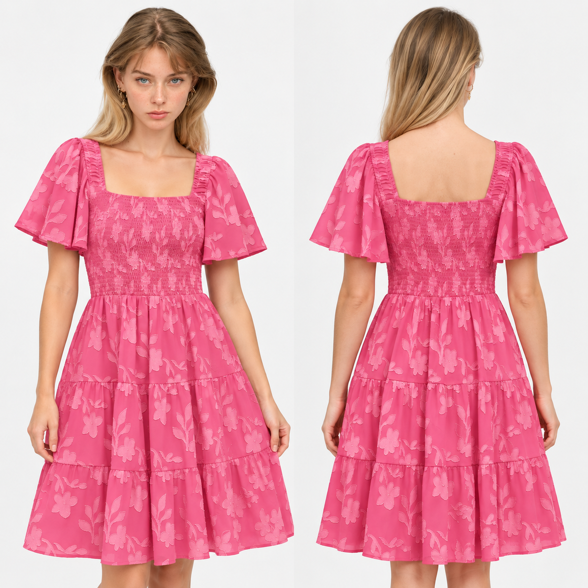 Smocked Tiered Mini Dress
