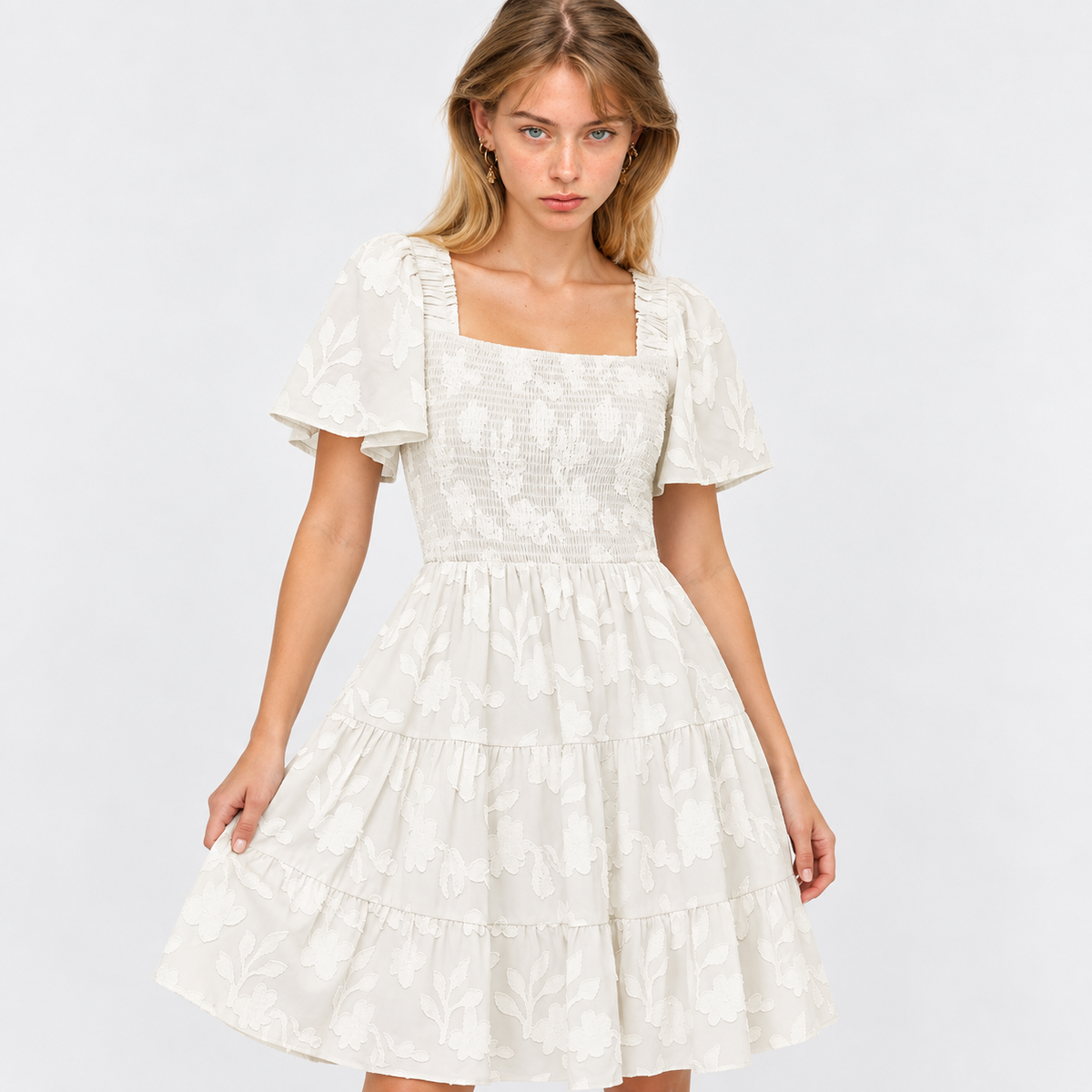 Smocked Tiered Mini Dress