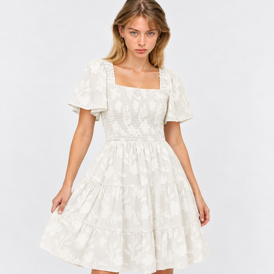 Smocked Tiered Mini Dress