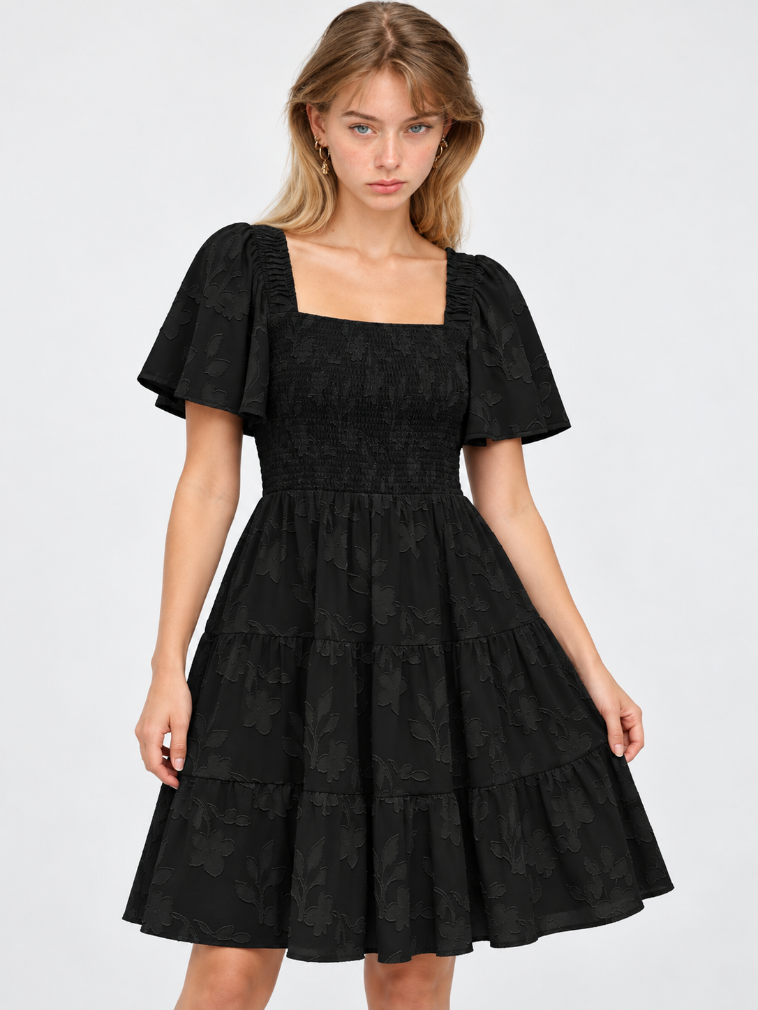 Smocked Tiered Mini Dress