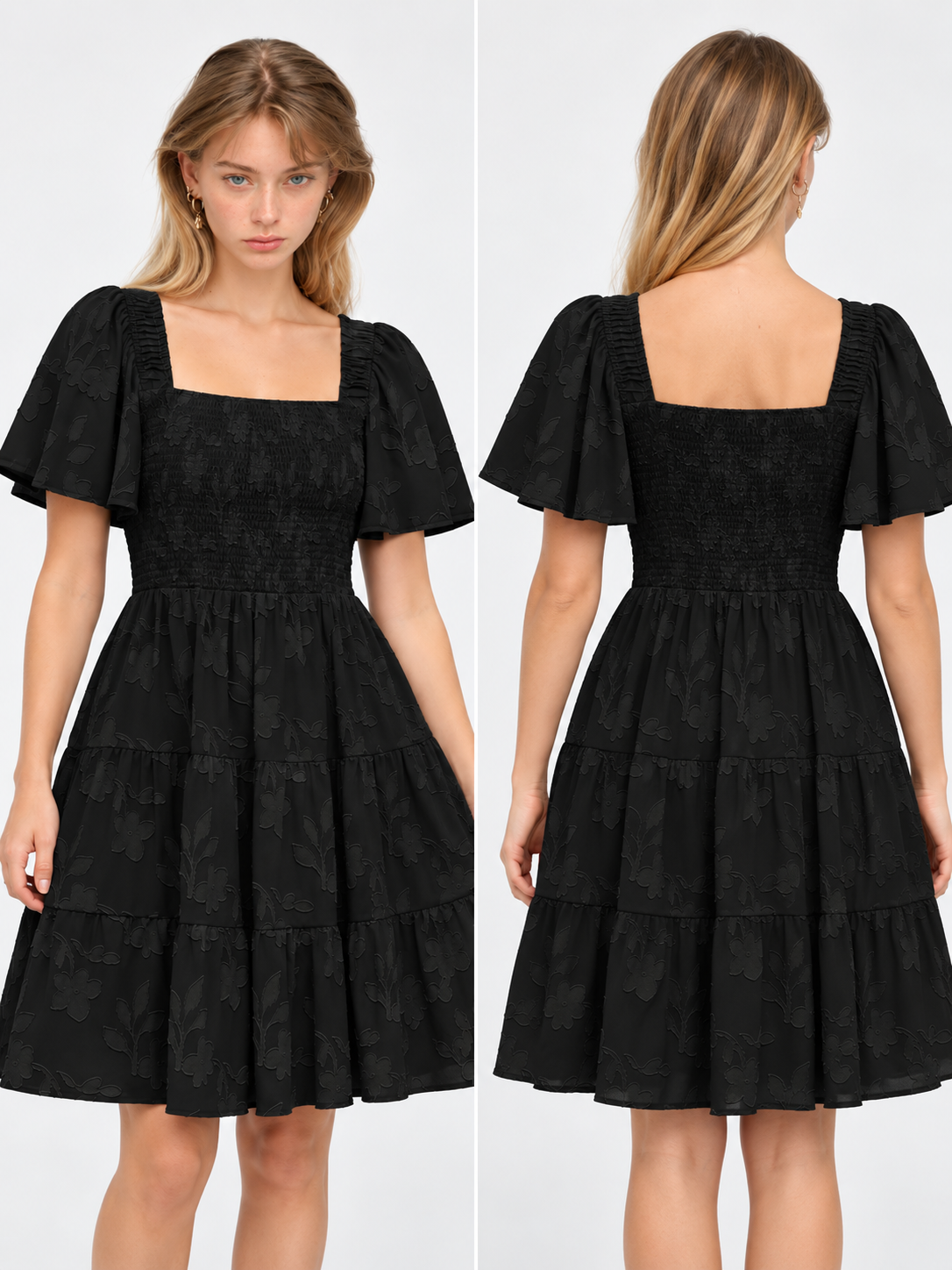 Smocked Tiered Mini Dress