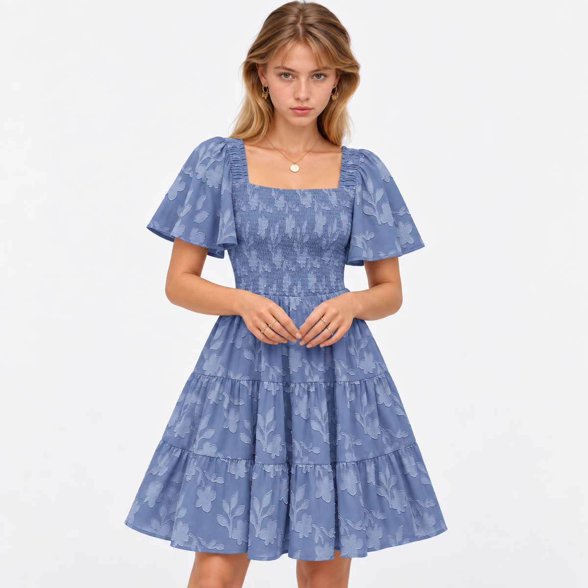 Smocked Tiered Mini Dress