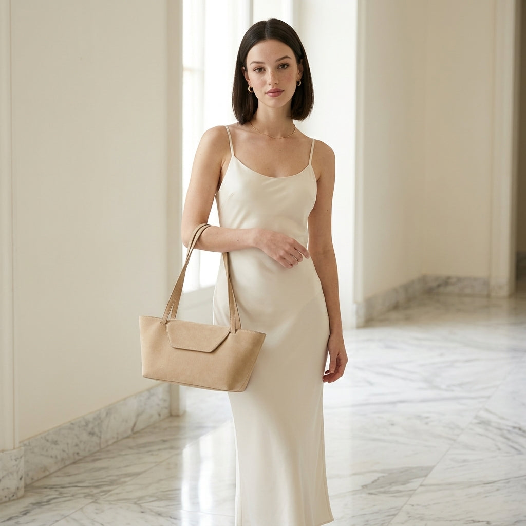 Minimalist Flap Suede Satchel