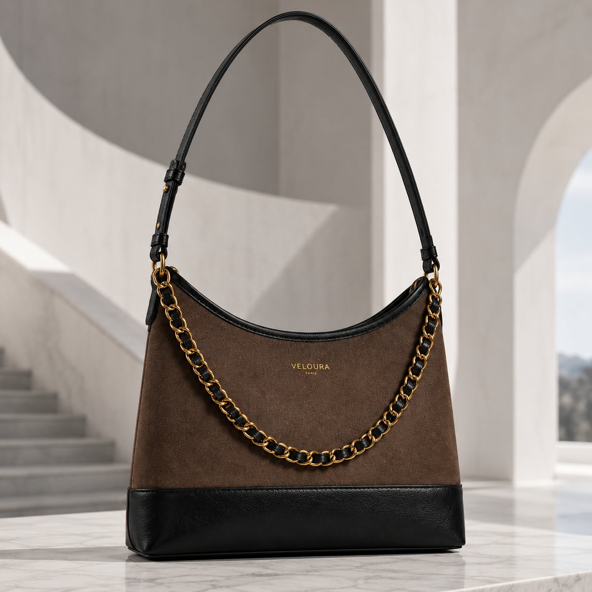 Chain decor crossbody bag back view | ORLEVE