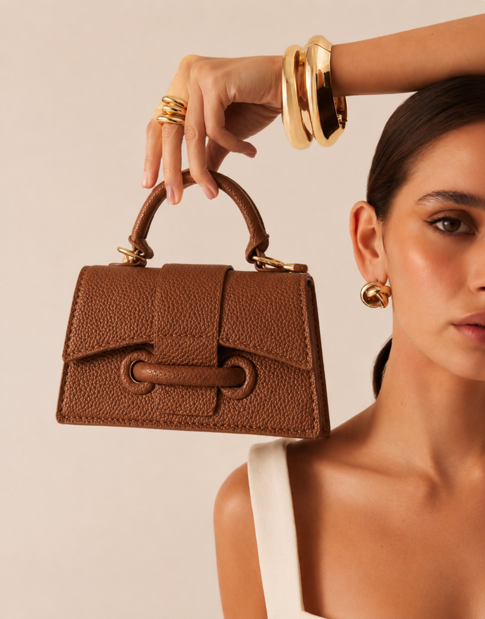 Textured Mini Top Handle Bag