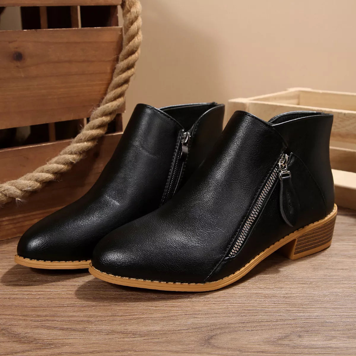 Orleve ankle boots with mid heel