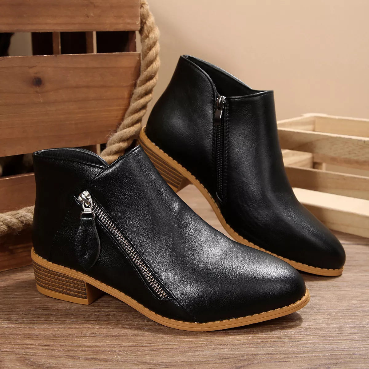 Orleve ankle boots with mid heel