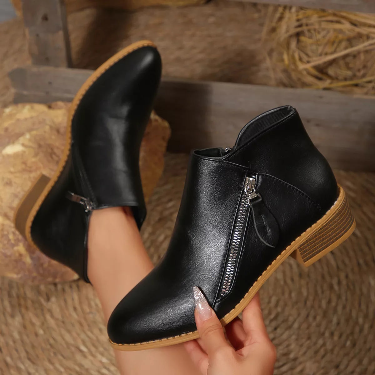 Orleve ankle boots with mid heel