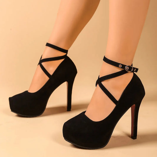 Orleve ankle pumps with high heel
