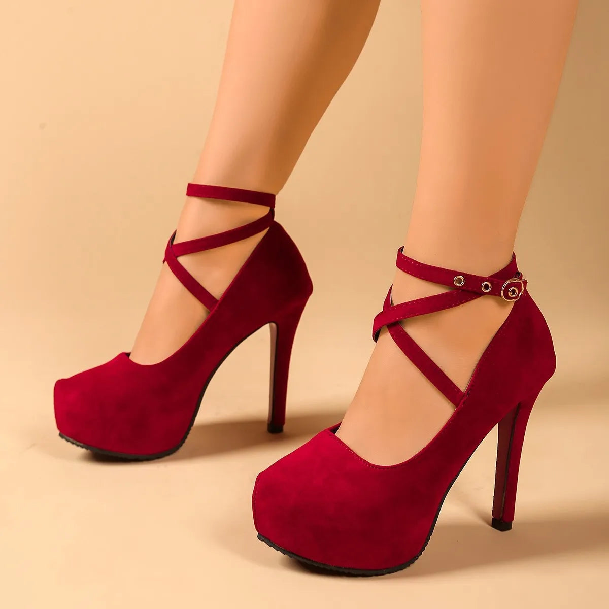 Orleve ankle pumps with high heel