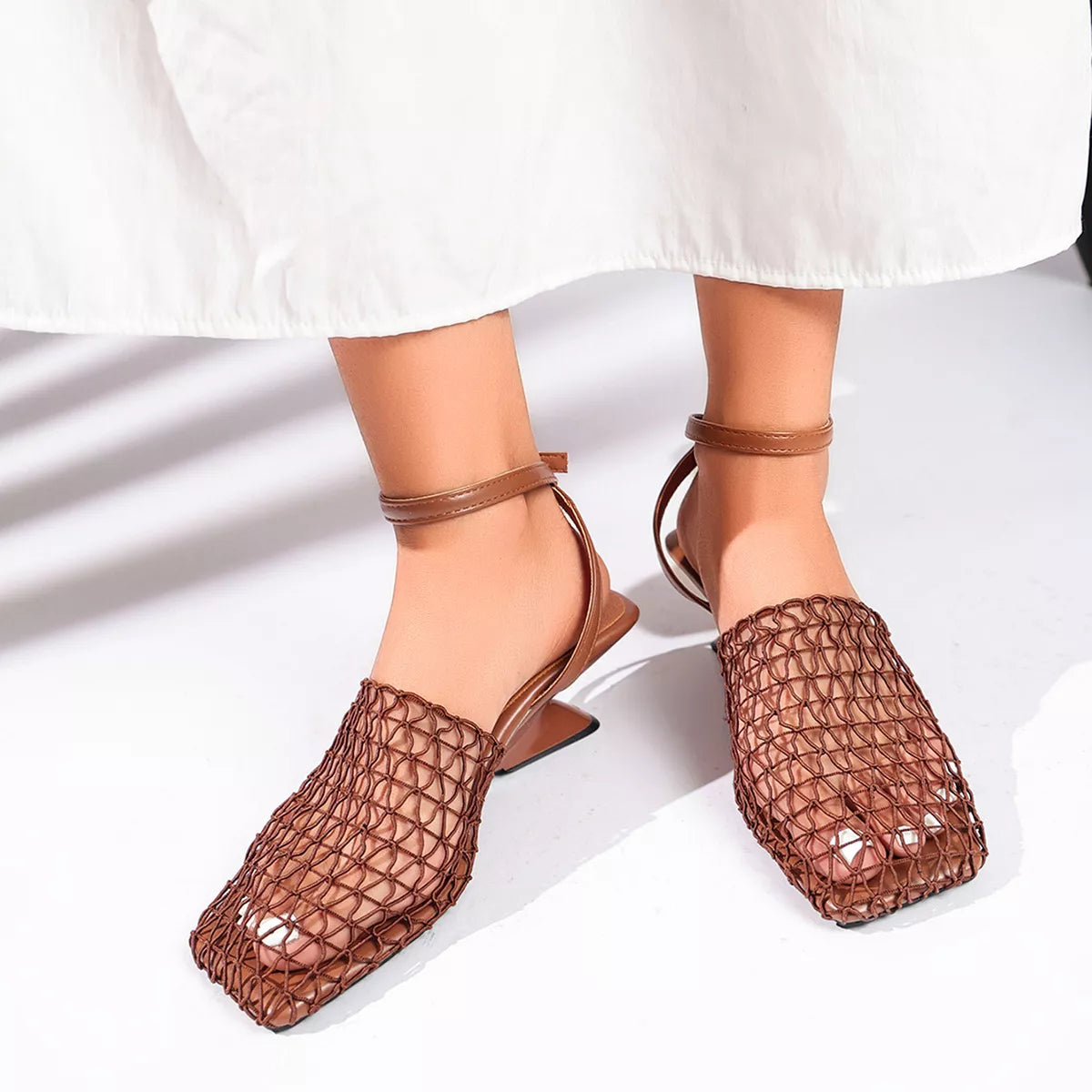 Orleve ankle strap heeled sandals