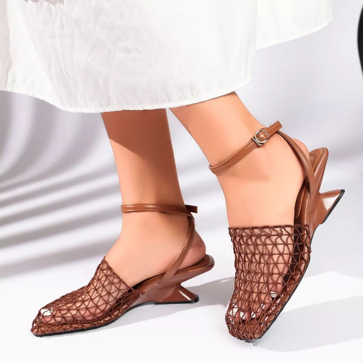 Orleve ankle strap heeled sandals