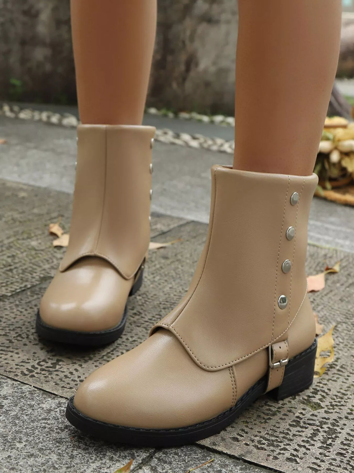 Orleve buckle boots with mid heel